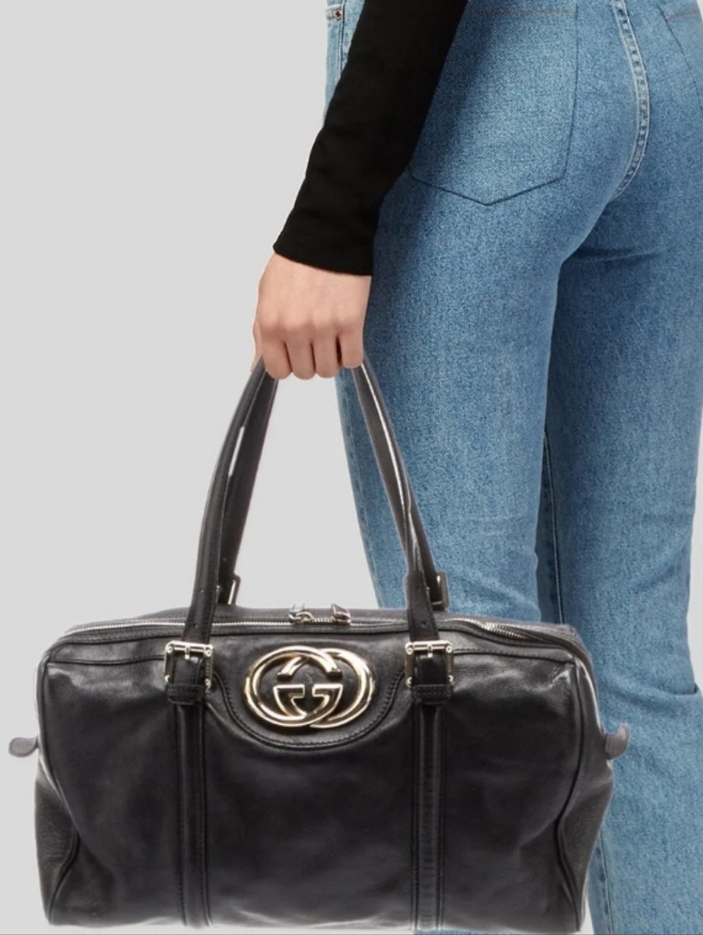 GUCCI Britt Boston Leather shoulder bag Large